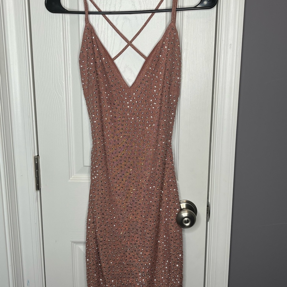 Elegant Pink Rhinestone Dress